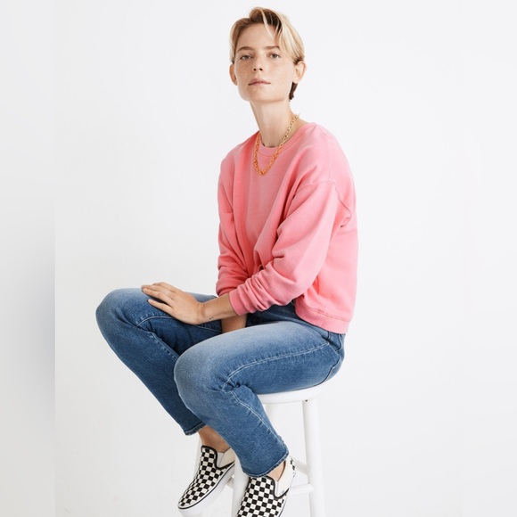 Like New Madewell Garment dyed bubblegum pink cropped sweatshirt size XS - Picture 7 of 10